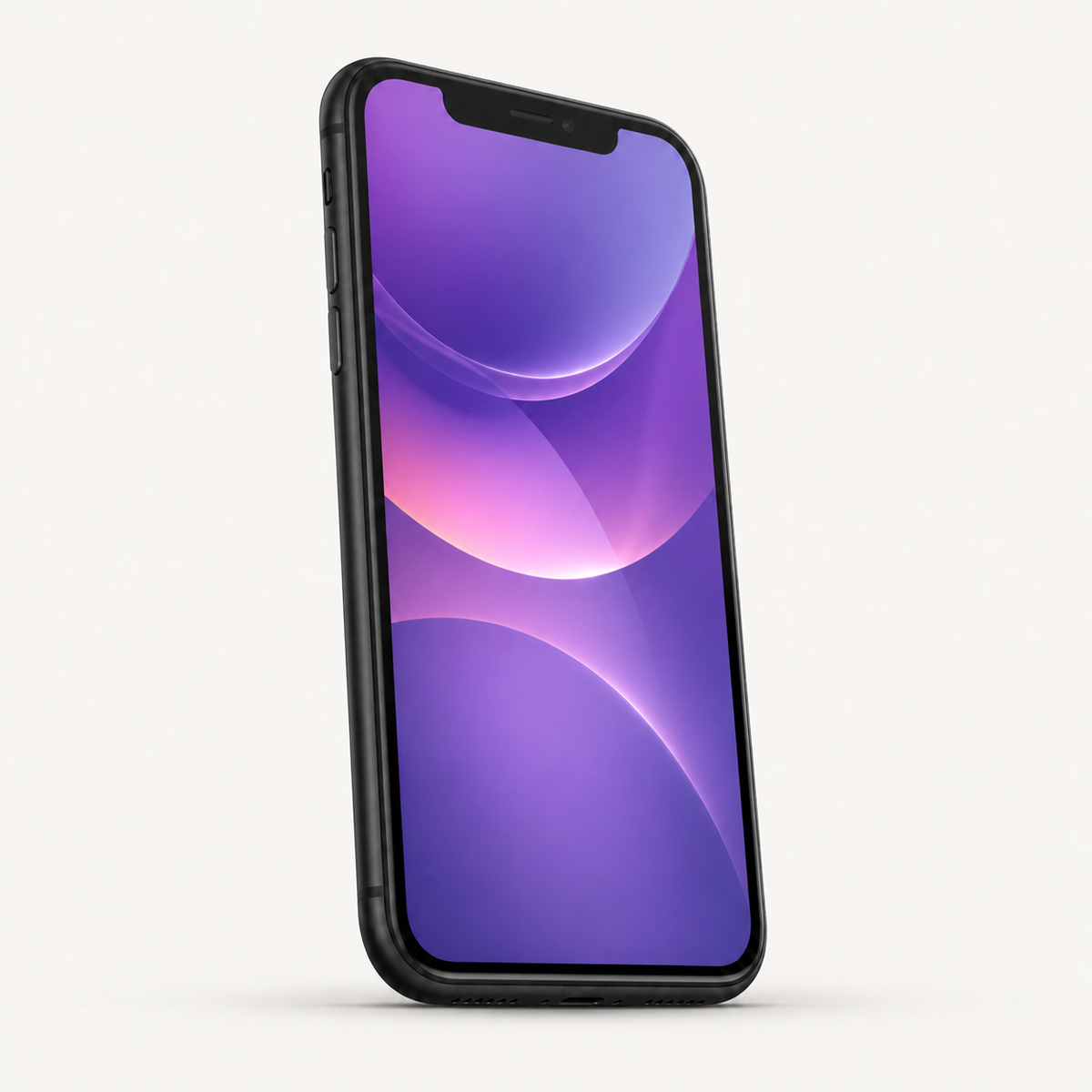 Apple iPhone 11 in Black — lower angle showing the charging-port edge