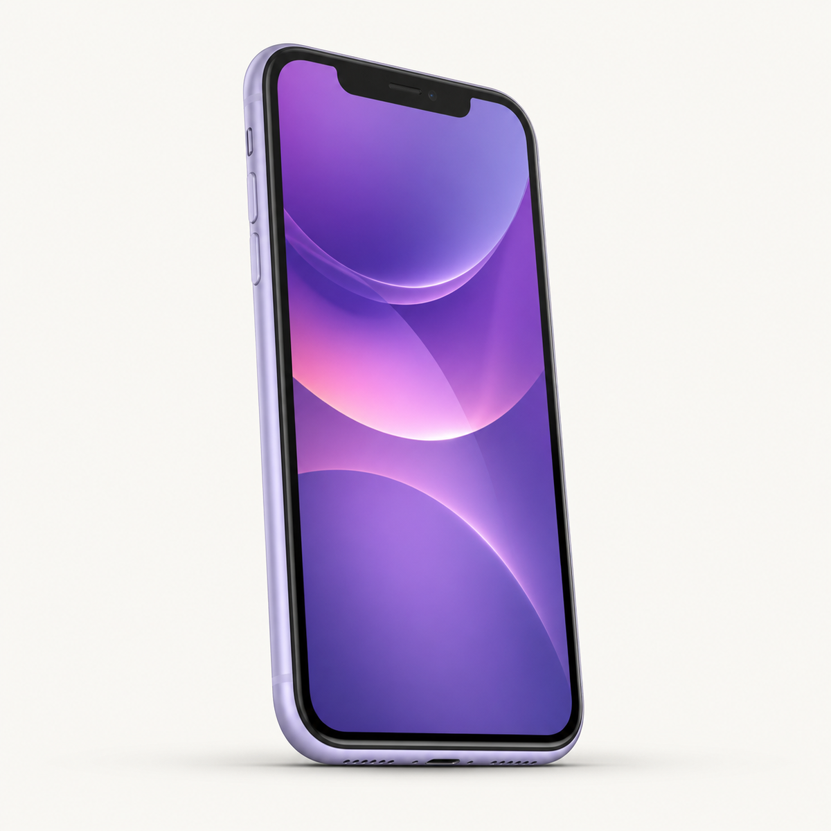 Apple iPhone 11 in Purple — close-up of the charging port