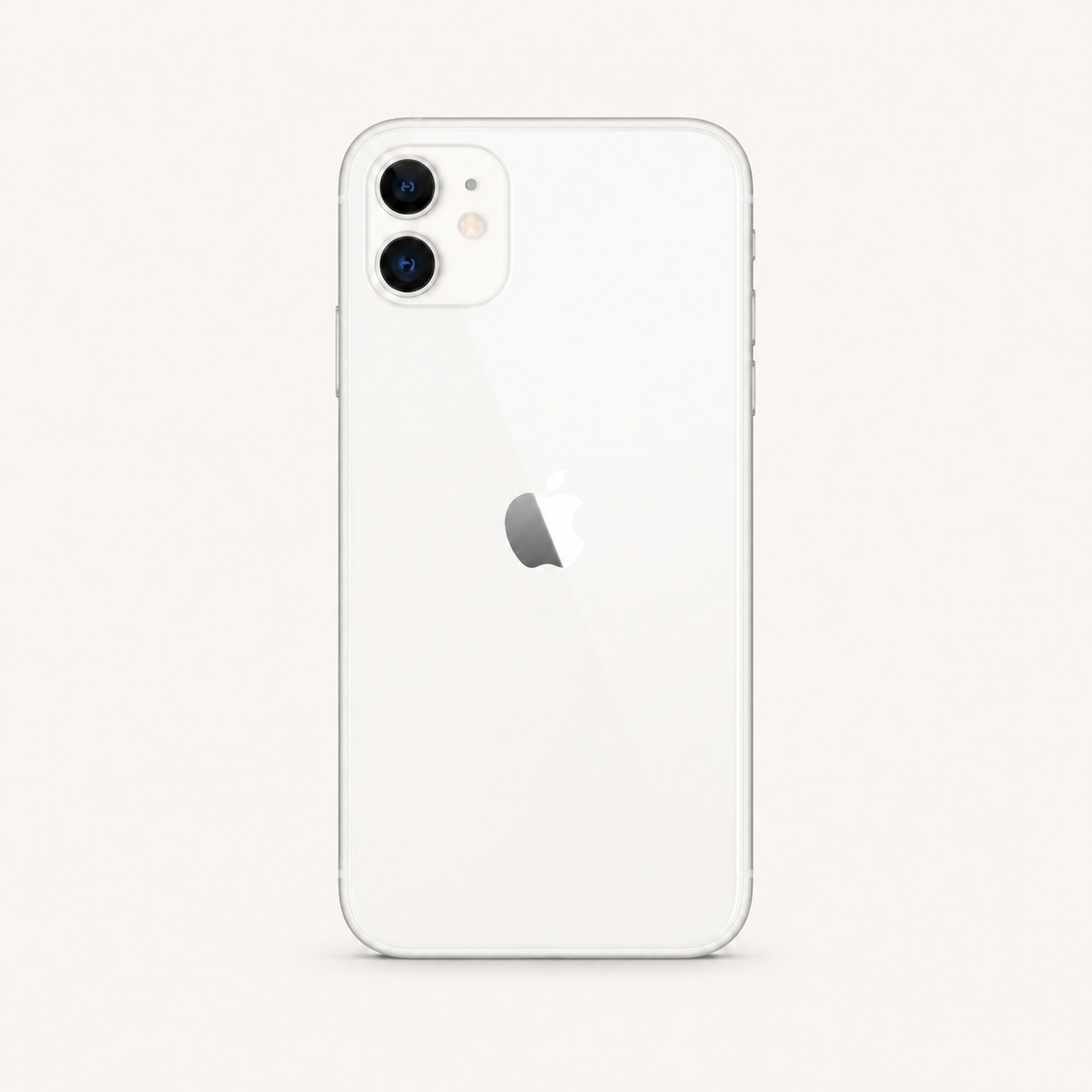Apple iPhone 11 in White — close-up of the camera system