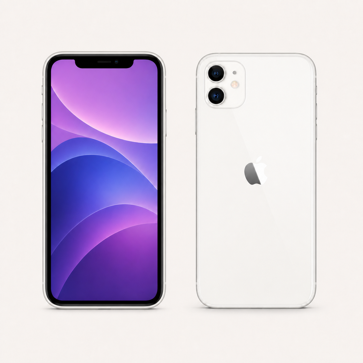 Apple iPhone 11 in White — front and rear views