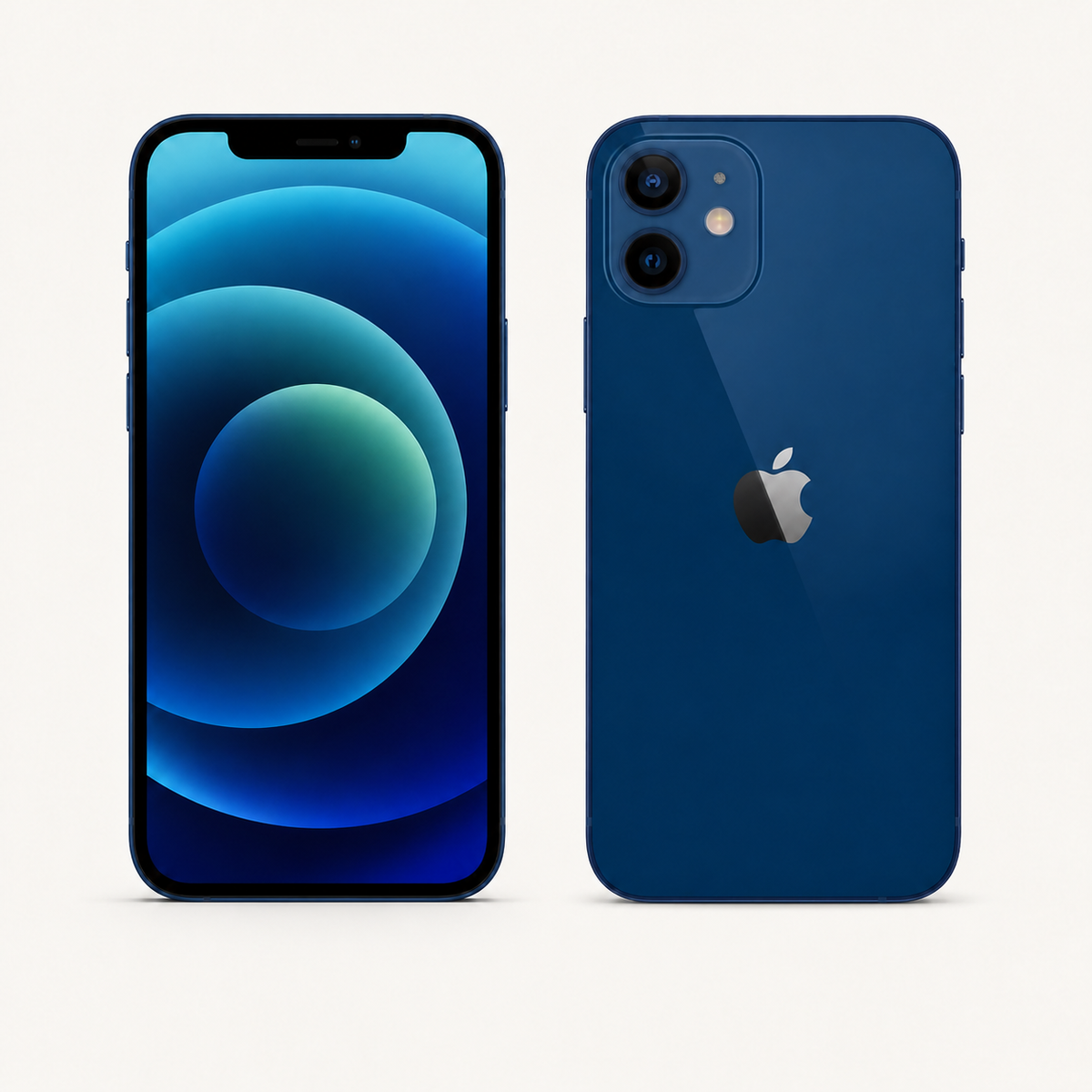 Apple iPhone 12 in Blue — front and rear views
