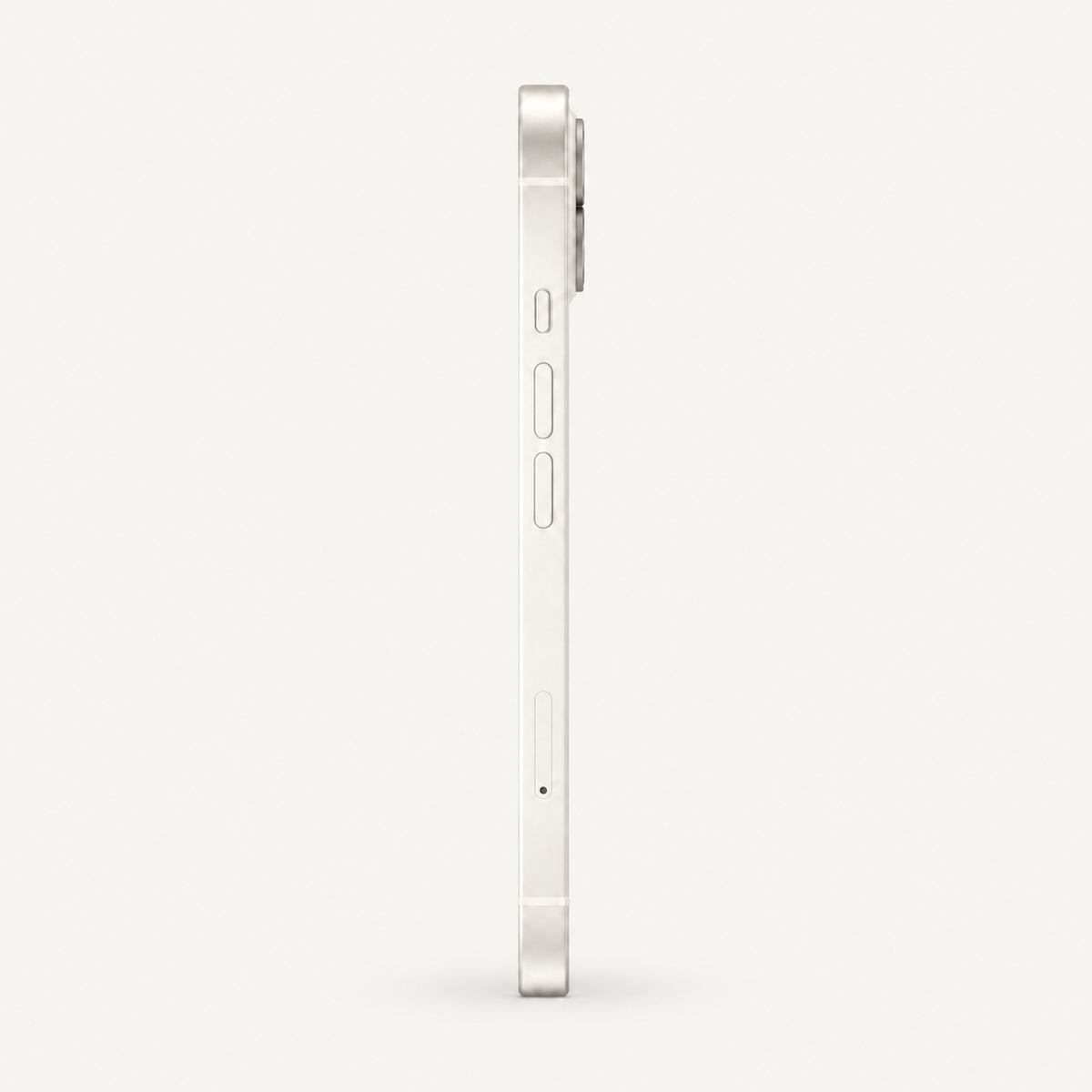 Apple iPhone 13 in Starlight — close-up of the side controls