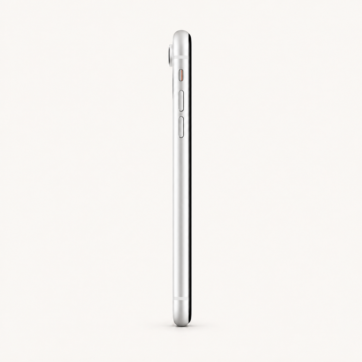 Apple iPhone XR in White — left-side profile and volume buttons