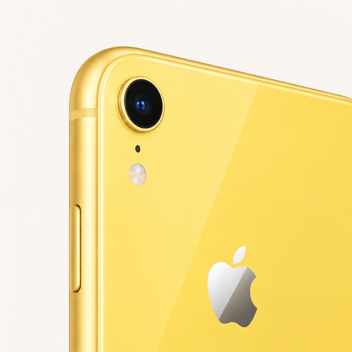 Apple iPhone XR in Yellow — single rear camera close-up