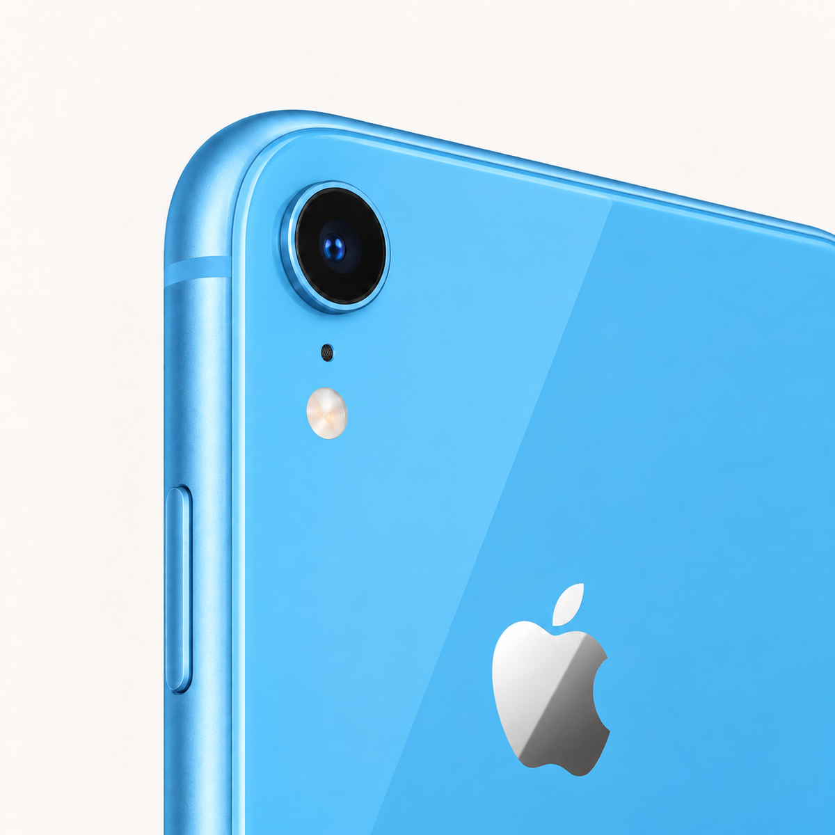Apple iPhone XR in Blue — single rear camera close-up