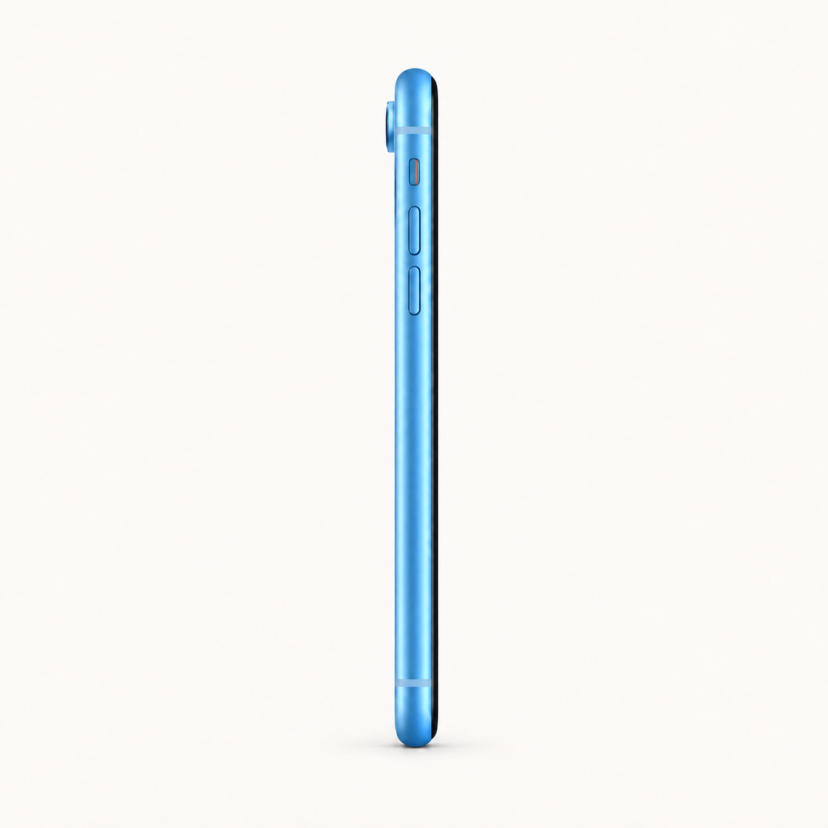 Apple iPhone XR in Blue — left-side profile and volume buttons