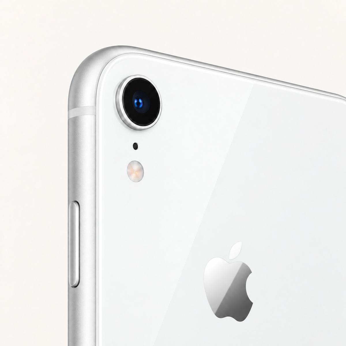 Apple iPhone XR in White — single rear camera close-up