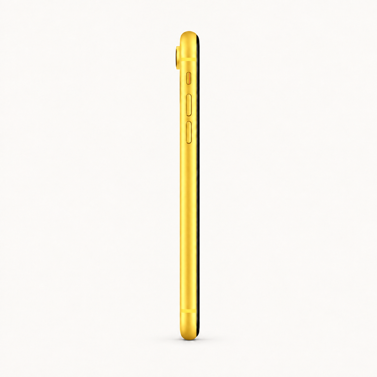 Apple iPhone XR in Yellow — left-side profile and volume buttons